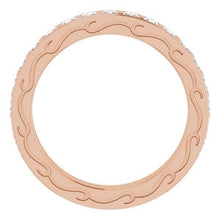 Load image into Gallery viewer, 14K Rose 1 CTW Diamond Square Eternity Band Size 6
