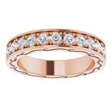 Load image into Gallery viewer, 14K Rose 1 CTW Diamond Round Eternity Band Size 6
