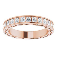 Load image into Gallery viewer, 14K Rose 1 1/2 CTW Diamond Square Eternity Band Size 6
