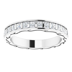 14K White 1 CTW Diamond Square Eternity Band Taille 7