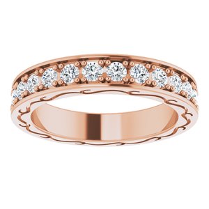 14K Rose 1 CTW Diamond Round Eternity Band Taille 7