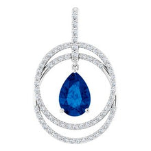 Load image into Gallery viewer, 14K White Chatham¬Æ Created Blue Sapphire &amp; 1/2 CTW Diamond Pendant
