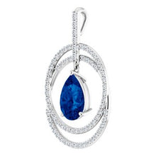 Load image into Gallery viewer, 14K White Chatham¬Æ Created Blue Sapphire &amp; 1/2 CTW Diamond Pendant
