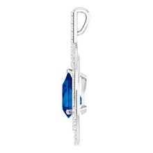 Load image into Gallery viewer, 14K White Chatham¬Æ Created Blue Sapphire &amp; 1/2 CTW Diamond Pendant

