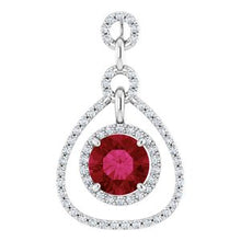 Load image into Gallery viewer, 14K White Chatham¬Æ Lab-Created Ruby &amp; 1/2 CTW Diamond Pendant
