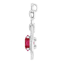 Load image into Gallery viewer, 14K White Chatham¬Æ Lab-Created Ruby &amp; 1/2 CTW Diamond Pendant
