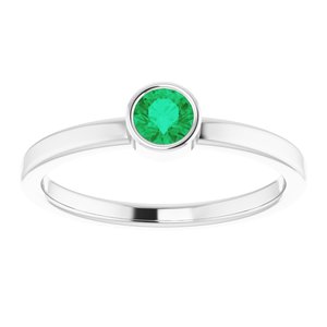 Sterling Silver Imitation Emerald Ring