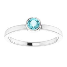 Load image into Gallery viewer, Sterling Silver Imitation Blue Zircon Ring
