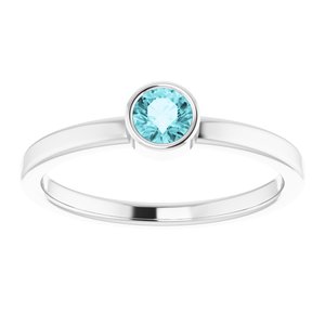 Sterling Silver Imitation Blue Zircon Ring