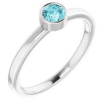Load image into Gallery viewer, Sterling Silver Imitation Blue Zircon Ring
