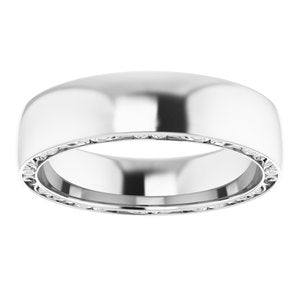 Sterling Silver 6 mm Sculptural Half Round Band Size 6.5