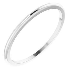 14K White 1 mm Half Round Band Size 6