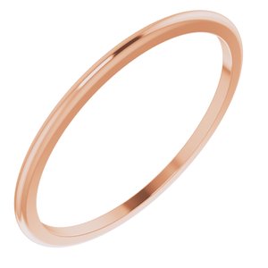 10K Rose 1 mm Half Round Band Size 9.5