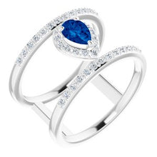 Charger l'image dans la galerie, Bague en saphir bleu platine et diamant 1/3 CTW
