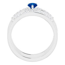 Charger l'image dans la galerie, Bague en saphir bleu platine et diamant 1/3 CTW
