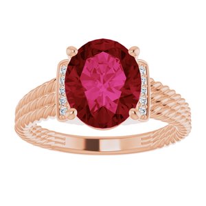 Bague en or 14 carats Chatham¬Æ rubis créé et diamant 0,04 CTW
