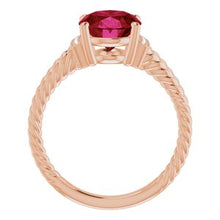 Charger l&#39;image dans la galerie, Bague en or 14 carats Chatham¬Æ rubis créé et diamant 0,04 CTW
