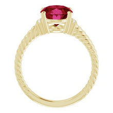 Load image into Gallery viewer, 14K Yellow Chatham¬Æ Created Ruby &amp; .04 CTW Diamond Ring
