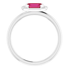 Load image into Gallery viewer, 14K White Ruby &amp; .02 CTW Diamond Stackable Ring
