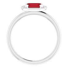 Charger l'image dans la galerie, Sterling Silver Mozambique Garnet &amp; .02 CTW Diamond Stackable Ring
