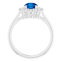 Load image into Gallery viewer, Platinum Blue Sapphire &amp; 1/2 CTW Diamond Ring
