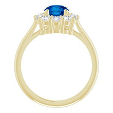 Charger l'image dans la galerie, Bague saphir bleu jaune 14K et diamant 1/2 CTW
