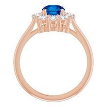 Load image into Gallery viewer, 14K Rose Blue Sapphire &amp; 1/2 CTW Diamond Ring
