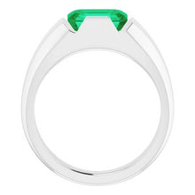 Charger l&#39;image dans la galerie, Bague solitaire en émeraude pour homme Chatham¬Æ blanc 14K
