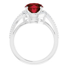 Load image into Gallery viewer, Platinum Mozambique Garnet &amp; 1/4 CTW Diamond Ring
