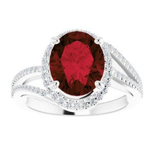 Load image into Gallery viewer, Platinum Mozambique Garnet &amp; 1/4 CTW Diamond Ring
