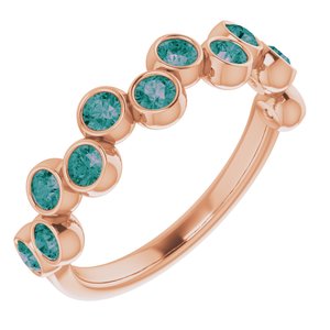 Bague sertie de lunette en Alexandrite rose 14K