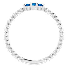 Charger l'image dans la galerie, Sterling Silver Chatham¬ÆLab-Created Blue Sapphire Beaded Ring
