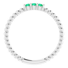 Charger l'image dans la galerie, Sterling Silver Chatham¬ÆLab-Created Emerald Beaded Ring

