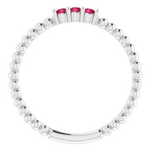 Charger l'image dans la galerie, Sterling Silver Chatham¬ÆLab-Created Ruby Beaded Ring
