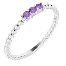 Charger l'image dans la galerie, Sterling Silver Amethyst Beaded Ring
