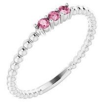 Load image into Gallery viewer, Sterling Silver Pink Tourmaline Beaded Ring
