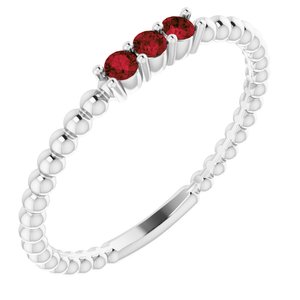 Sterling Silver Mozambique Garnet Beaded Ring