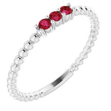 Charger l'image dans la galerie, Sterling Silver Chatham¬ÆLab-Created Ruby Beaded Ring
