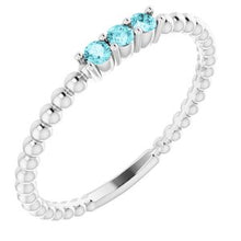 Charger l'image dans la galerie, Sterling Silver Blue Zircon Beaded Ring
