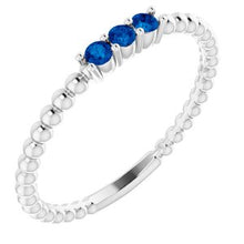 Charger l'image dans la galerie, Sterling Silver Chatham¬ÆLab-Created Blue Sapphire Beaded Ring

