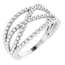 Load image into Gallery viewer, Sterling Silver Beaded Criss-Cross Ring
