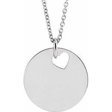 Load image into Gallery viewer, Sterling Silver Pierced Heart 15 mm Disc 16-18&quot; Necklace

