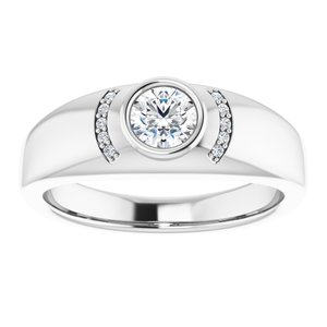 Bague lunette pour homme en diamant blanc 1/2 CTW 14K
