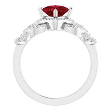 Load image into Gallery viewer, Platinum Chatham¬Æ Created Ruby &amp; 1/5 CTW Diamond Ring
