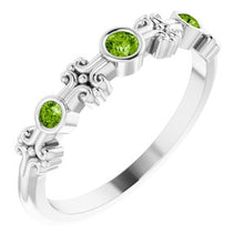 Load image into Gallery viewer, Sterling Silver Peridot Bezel-Set Ring

