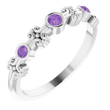 Load image into Gallery viewer, Sterling Silver Amethyst Bezel-Set Ring
