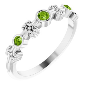 Sterling Silver Peridot Bezel-Set Ring