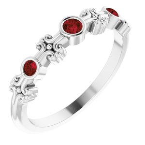 Sterling Silver Garnet Bezel-Set Ring
