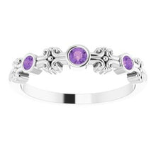 Load image into Gallery viewer, Sterling Silver Amethyst Bezel-Set Ring

