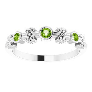 Sterling Silver Peridot Bezel-Set Ring